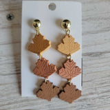 3 TIER CLAY LEAF EARRINGS