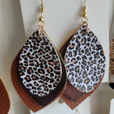 BROWN+, 3 LAYERED CHEETAH EARRINGS