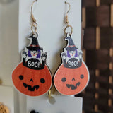 ORANGE+, WOOD WITCH/PUMPKIN DROP EARRINGS