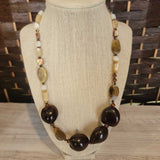 BROWN+, BEADED TIGER EYE NECKLACE