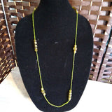 GREEN,LONG,SEED BEAD NECKLACE