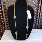 LIZ CLAIBORNE,GOLD, LONG NECKLACE