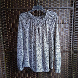 BL/WH,2X,PEASANT BLOUSE