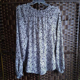 BL/WH,2X,PEASANT BLOUSE