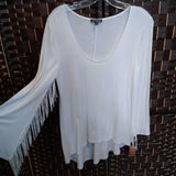 EXPRESS,WHITE,SMALL,FRINGE SLEEVE TOP