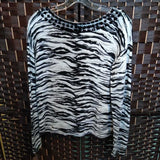 NN,BLK WHT,MED,LNG SLV ZEBRA STONES ON NECK