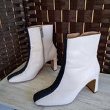 ZARA,CREAM+,7.5,STRIPED LEATHER ANKLE BOOTS