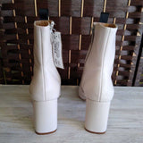 ZARA,CREAM+,7.5,STRIPED LEATHER ANKLE BOOTS