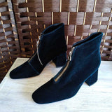 BLUE+,7.5,VELVET ZIP ANKLE BOOTS