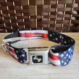 RED+, AMERICAN FLAG PET COLLAR WITH BONE CENTER