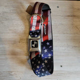 RED+, AMERICAN FLAG PET COLLAR WITH BONE CENTER