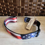 RED+, AMERICAN FLAG PET COLLAR WITH BONE CENTER