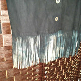 BLACK+,2 (SMALL),SUEDE FRINGE/BUTTON JACKET