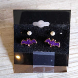 PURPLE+, BAT/PEARL EARRINGS