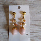 PINK/GOLD+, PINK PEARL DANGLE EARRINGS