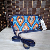 VERA BRADLEY,ORANGE/BLUE, MINI CROSSBODY PURSE-MARRAKESH