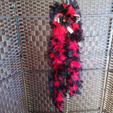 BOA AND HEAD PIECE,RED BLK,2 PC,FEATHERS