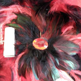 BOA AND HEAD PIECE,RED BLK,2 PC,FEATHERS