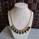 BL/GOLD, CHUNKY GEM NECKLACE