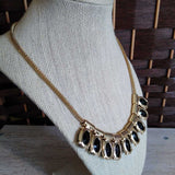 BL/GOLD, CHUNKY GEM NECKLACE