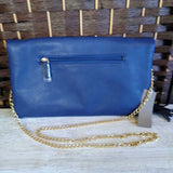 BLUE+,MED,NN FOLDABLE CROSSBODY W/CHAIN & TASSEL