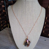 ROSE GOLD+, STONE/CRYSTAL IRIDESCENT WIRE WRAPPED NECKLACE