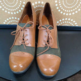 NATURALIZER,BROWN/GREEN,10M,2 TONED TIE HEELS