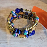 BLUE/GOLD, WRAP BRACELET