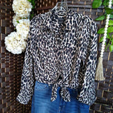 BROWN+,SMALL,ANIMAL PRINT LONG SLEEVE TOP