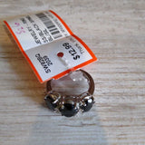 BL/SIL,6,SS/BLACK SPINEL RING