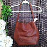 COGNAC, LEATHER SIDE POCKET HOBO BAG