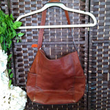 COGNAC, LEATHER SIDE POCKET HOBO BAG