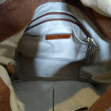 COGNAC, LEATHER SIDE POCKET HOBO BAG