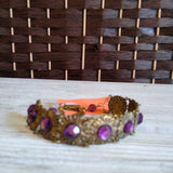 VINTAGE,PURPLE, FLOWER WITH CENTER STONE