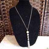 CR/SIL,LONG,PEARL TASSEL NECKLACE