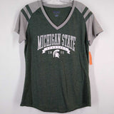 CHAMPION,GREEN GREY,LARGE,V NECK T MICHIGAN STATE