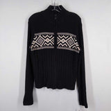 CHAPS,BLACK,LARGE,ZIP SWEATER