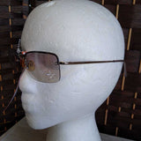 GOLD/BR, WIRE RIMMED SUNGLASSES