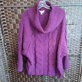 TERRA & SKY,PURPLE,0X,COWL NECK SWEATER