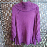 TERRA & SKY,PURPLE,0X,COWL NECK SWEATER