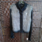 BLACK LONG SLEEVED FUR JACKET