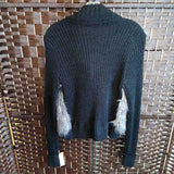 BLACK LONG SLEEVED FUR JACKET