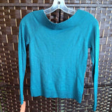 TEAL,SMALL,V NECK SWEATER