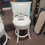 White,.,Bar Stool w/Back- Faux Leather