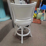 White,.,Bar Stool w/Back- Faux Leather