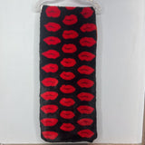 RED/BLK,LARGE,RED LIPS FURRY STOLE