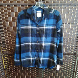 BLU/BLK,SMALL,BLUE/BLK FLANNEL BUTTON DOWN