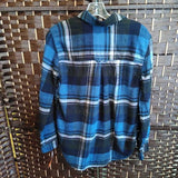 BLU/BLK,SMALL,BLUE/BLK FLANNEL BUTTON DOWN