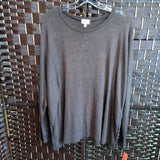 BROWN,L,RIBBED SLEEVE TOP