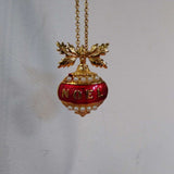 GOLD/RED, NOEL ORNAMENT NECKLACE